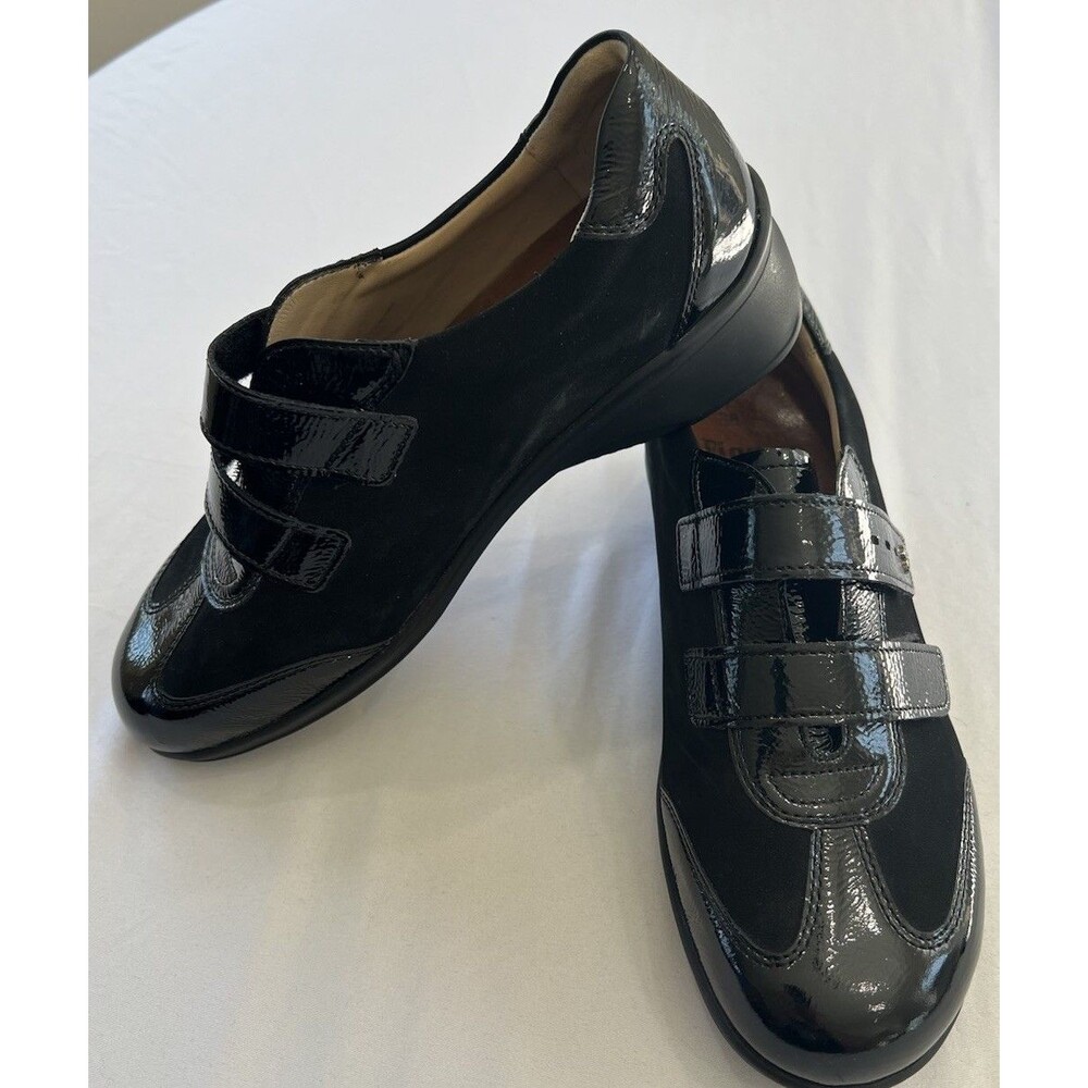 Finn Comfort Luttich Nubbuck‎ / Patent Leather Shoes Design Sz 4.5 , US  7 Black